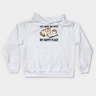 Cats, Books, & Coffee My Happy Place Kids Hoodie